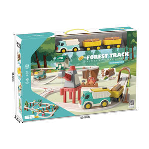 Ensemble de jouets éducatifs en gros de 62 pièces pour l'assemblage de voies de circulation forestière, ferroviaire et de course automobile - Product Image 5