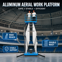 Plateforme élévatrice manuelle à double mât en alliage d'aluminium, 4-14m, 300kg, légère, à prix d'usine