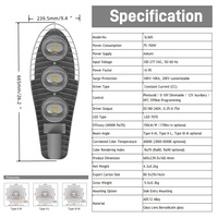 Lampu Jalan LED 100W IP67 Tahan Air Aluminium Die Casting Lumen Tinggi Pintar Dengan Fotocell Penerangan Publik Untuk Pemerintahan
