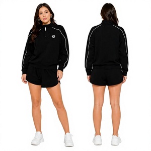 Custom Women's Quarter Zip Up Windbreaker <b>Running</b> Shorts Set Premium Activewear Lounge Tracksuit OEM <b>jacket</b> for <b>men</b> Manufacturer - Product Image 3