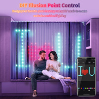 Tiras de Luces LED Inteligentes RGB Pixel Curtain, 1*1m, Programables, Luces Decorativas, Control por Voz/Aplicación/Control Remoto, IP44, DC5V, USB, Plástico