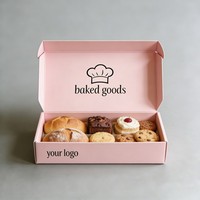 Boîte d'emballage alimentaire en carton ondulé pour biscuits, impression numérique, réutilisable, pour donuts, brownies, boîte en papier tendance, faible MOQ, boîte à snacks en papier