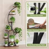 Meuble de salon moderne pour l'intérieur, table console en fer et bois multicouche avec support créatif pour pot de fleurs
