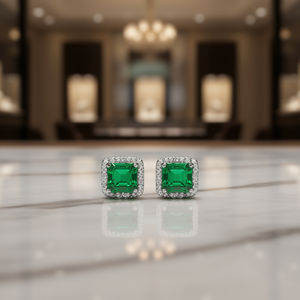 Pendientes de Esmeralda Cwod con Engaste de Garra, Piedra Verde Cuadrada, Aleación, Joyería Clásica de Moda para Mujer - Product Image 2