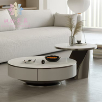 Dernière mode, design créatif simple, base en acier inoxydable doré argenté, combinaison de tiroirs, table basse, ensemble de tables TV CF025