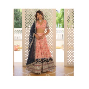 Export Quality Pure <b>Viscose</b> Jacquard <b>Fabric</b> Lehenga Choli and Dupatta Set for Special Occasion for Export Sale - Product Image 1