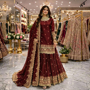 Heavy Embroidered Traditional Rayon Lehenga Choli <b>Set</b> for Women Wedding Party <b>Two</b> <b>Piece</b> Indian Pakistani Salwar Kameez Outfit - Product Image 1