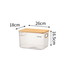 Customizable Logo Desktop Cosmetic Organizer Stackable Plastic PET Food Snack Storage Container Bamboo Food Storage Container - Product Image 1