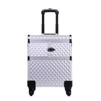 Valise de Maquillage Professionnelle à Roulettes en ABS et Aluminium, Modèle KC-393, Haute Qualité, Résistante, avec Panneaux en ABS et Couverture en Aluminium