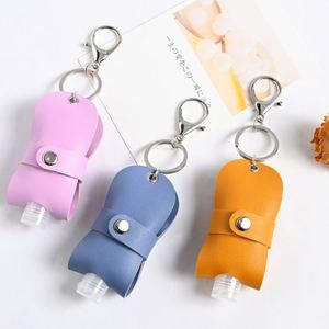 Étui de voyage en cuir PU pour flacon vide, porte-désinfectant avec porte-clés, conteneur rechargeable pour produits de toilette, lotion, liquide - Product Image 1