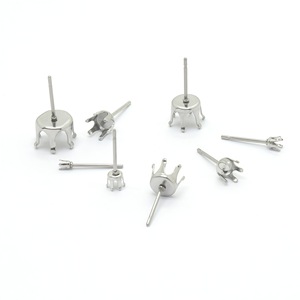 Stainless Steel Six Prong Earring <b>Posts</b> <b>Round</b> Studs Jewelry Findings For DIY Earrings Accessories 18K Gold Plated Silver Color - Product Image 5