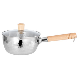 Pentola per Latte Yukihira in Acciaio Inox Stile Giapponese con Manico in Legno, Fondo Piatto, Coperchio in Vetro, Adatta a Tutti i Fornelli, Pentola per Alimenti per Bambini, Pentola per Ammollo - Product Image 5