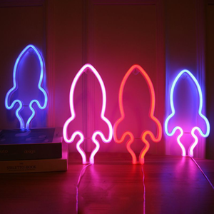 Ruang kapal gantung Usb dioperasikan baterai lampu Neon lampu malam Led roket tanda Neon untuk dinding permainan ruang pesta dekorasi Bar - Product Image 2