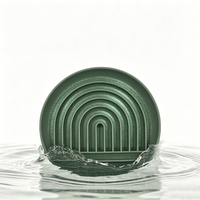 Bol de nourriture pour chien et chat en silicone à rainures rondes arc-en-ciel, enrichissement alimentaire, bol de nourriture lente pour chien