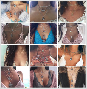 19 stile Vintage Oro <span class=keywords><strong>Argento</strong></span> Lunga Catena In Oro Placcato Luna Ciondolo Dichiarazione Boho Della Collana Del Choker Per Le Donne - Product Image 3