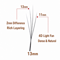 Cils en bande 4D noirs, effet velours, à fleurs, denses, faits main, sans cruauté, effet naturel, pour maquillage quotidien, fêtes et scène