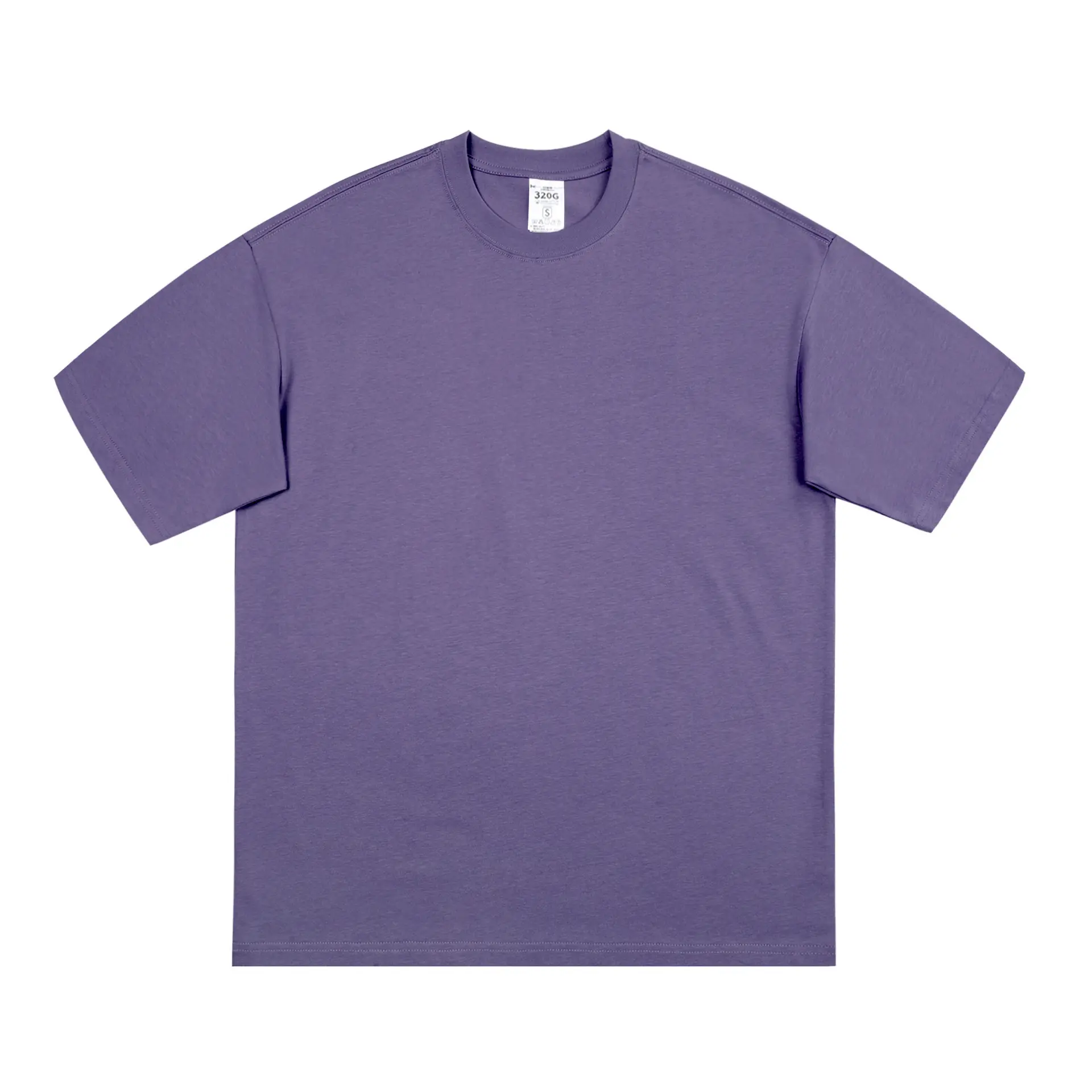 Nieuwe Stijl 100 Katoen Boxy Luxe Drop Shoulder Zwaargewicht T-Shirt 320 Gsm Dikke Hoge Kraag T-Shirts Voor Mannen