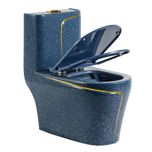<strong>Blue</strong> With White Spot Gold Line <strong>Toilets</strong> Siphon and Washdown Wholesale Chinese One-piece <strong>Toilet</strong> Bowl - Product Image 2