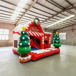 Château gonflable commercial de Noël avec toboggan, Père Noël et bonbons de gingembre, pour la location d'événements festifs - Product Image 5