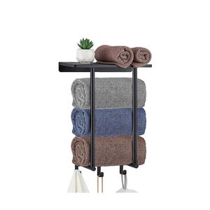 WEKIS Modern Wall <b>Mounted</b> Bathroom Towel Rack with 3 Hooks Cast Iron in ORB Color for Large and Small Towels - Product Image 3