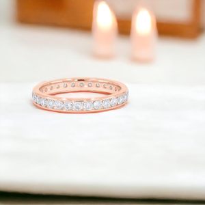 Keeva Jewels 1.00Ct F-G /vs วงแหวนเพชรสำหรับผู้หญิงขนาด18K โรสโกลด์ชุดช่อง6.5 - Product Image 2