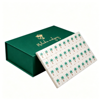 Boîte d'emballage en carton texturé pour Mahjong américain avec logo de marque, tuiles de Mahjong, boîtes cadeaux à couvercle rabattable