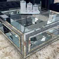 Table basse de luxe transparente carrée à effet diamant brisé pour salon