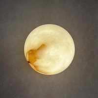 Applique murale simple en albâtre espagnol pour chambre à coucher boule de lumière LED Texture lune Design lampe murale de couloir de chevet