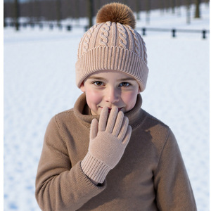 Gorro de Punto para <span class=keywords><strong>Otoño</strong></span> e Invierno, Gorro, Bufanda y Guantes para Niños, Combinación de Tres Piezas - Product Image 4
