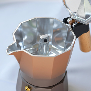 2025 personnalisé dégradé brun 3 tasses <span class=keywords><strong>Moka</strong></span> Pot expresso café cuisinière haut Cafetera Italiana avec Dosificador café Molido Pots - Product Image 4