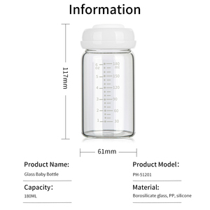 Biberon in Vetro da 180 ml <span class=keywords><strong>per</strong></span> <span class=keywords><strong>Allattamento</strong></span> Post-parto, Vendita Diretta dai Produttori - Product Image 4