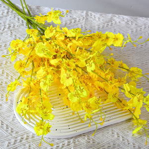 Fleurs d'orchidées artificielles jaunes en soie, imperméables, pour décorations de mariage et de maison - Product Image 1