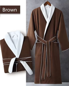 Badjas van luxe, dubbel gelaagde, geregenereerde perzikvezel met custom logo, V-hals, lange mouwen, trekkoord, zacht, snel drogend, geschikt voor de zomer - Product Image 4