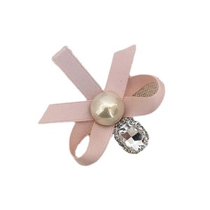 Korean style <b>bow</b> rhinestone hair <b>clip</b> for women, imitation pearl, fresh and cute, side bangs <b>clip</b>, duckbill <b>clip</b> hair accessory. - Product Image 5