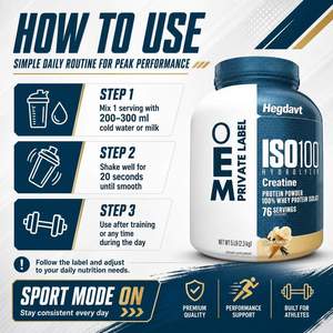 Créatine ISO 100 OEM pour la musculation, nutrition sportive, poudre instantanée 2,3 kg, isolat de protéines de lactosérum hydrolysé à 100 %, gestion de l'énergie, adulte - Product Image 3