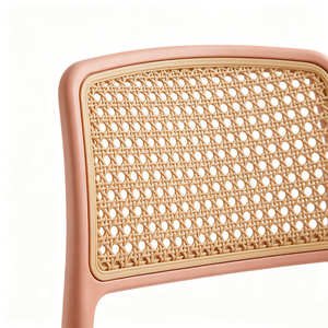 Modern Pink <b>Plastic</b> <b>Dining</b> <b>Chair</b> With Woven Backrest Stackable Design Contemporary Home Furniture - Product Image 5