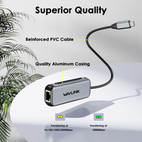 Adaptador WAVLINK USB C Gigabit Ethernet 2,5G/5Gbps sin controlador para Windows 10/11 Mac OS 11 Linux para uso en PC