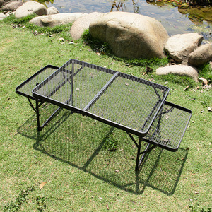Portable Lightweight Metal Grill Stand Outdoor Camping <b>Folding</b> Grill <b>Table</b> - Product Image 1