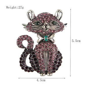 Crystal Rhinestone-studded Fashionable Persian Kitten Cat Brooch Cute Animal <strong>Pin</strong> <strong>Cross</strong>-border European-American Women's Gift - Product Image 3