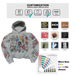 Sudadera Premium para Hombre con Cierre de Cremallera, Personalizable, Transpirable, Bordada, Estilo Urbano, Oversize, 100% Algodón - Product Image 4