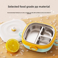 Portable SS Infant Feeding Bowl Isolé Injection D'eau Creative PP Couvercle pour Vaisselle Pour Enfants Boîtes À Lunch