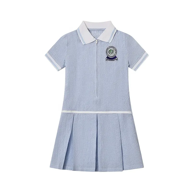 Vestido de manga corta de verano uniforme de escuela primaria Polo vestido de niña de escuela larga uniforme para niños niñas escuela