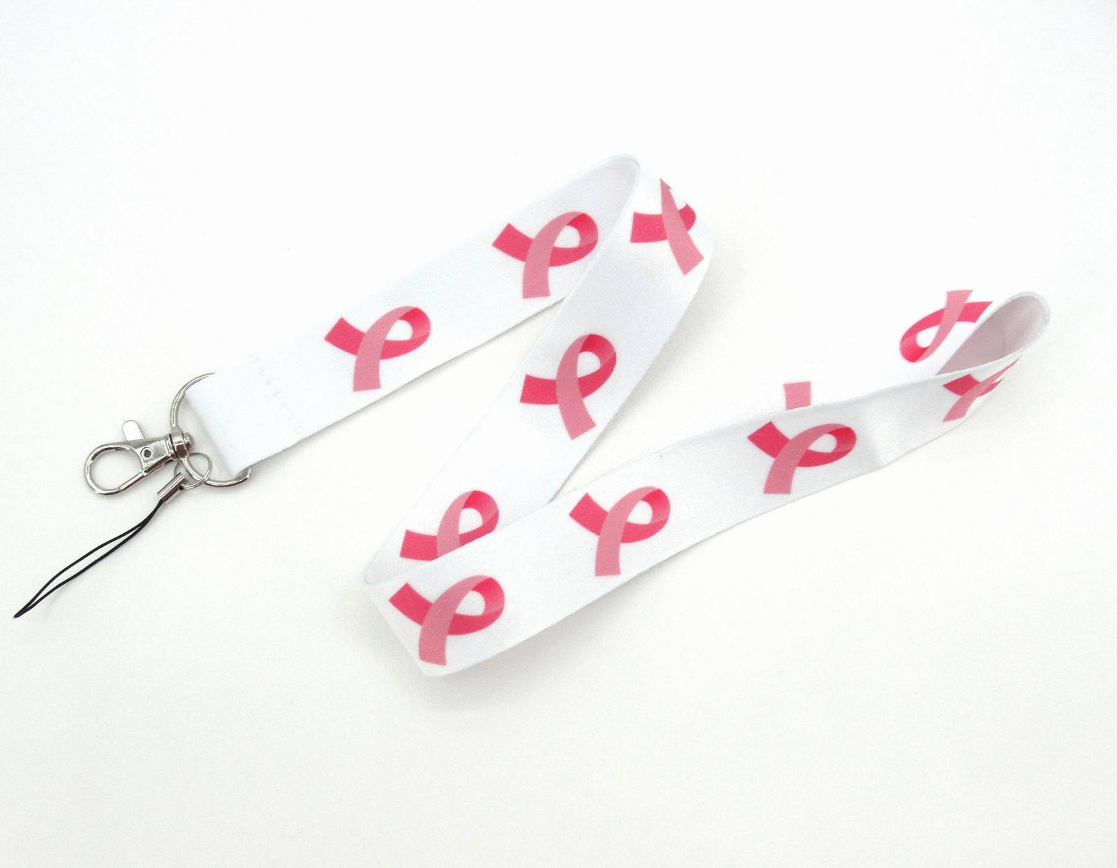 Lanyard Fashion Breast Cancer HIV Symbol Red Ribbon Logo Badge Lanyards Anti-Lost Portable ID Card Phone Lanyards Wholesale Image 3