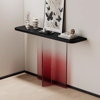 Console moderne de luxe rétro en bois massif avec design dégradé effet glace craquelée pour l'entrée de la maison