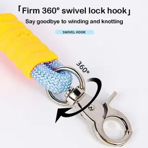 สายจูงสุนัขแบบคาดเอว DHPET รุ่นอัพเกรด เป็นมิตรกับสิ่งแวดล้อม คลาสสิก ใช้งานได้โดยไม่ต้องใช้มือ ปรับได้ สายบันจี้โพลีเอสเตอร์ พร้อมหูจับที่สะดวกสบาย - Product Image 6