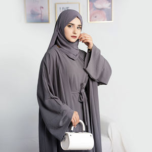 Fabricant de vêtements, ensemble abaya personnalisé pour femmes musulmanes, 2 pièces, robe longue en polyester uni, kimono cardigan, vêtements islamiques - Product Image 4
