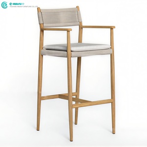 Meubles de jardin de style rétro, chaise de <span class=keywords><strong>bar</strong></span> <span class=keywords><strong>en</strong></span> <span class=keywords><strong>teck</strong></span> avec cadre <span class=keywords><strong>en</strong></span> bois, table de <span class=keywords><strong>bar</strong></span> ronde <span class=keywords><strong>en</strong></span> bois avec chaise haute <span class=keywords><strong>en</strong></span> corde tressée pour bistro - Product Image 5