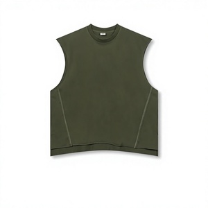 Débardeur en coton sans manches pour homme, col rond, couleur unie, tricoté, décontracté, gris, beige, marron, noir, débardeurs oversize pour homme - Product Image 4