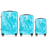 Ensemble de bagages ABS 3 pièces, valise rigide imprimée vagues océaniques, 20, 24, 28 pouces, valise à roulettes, valise de voyage