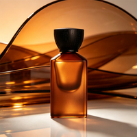 Flacon de parfum carré en verre brun ambré, givré, semi-transparent, vaporisateur de parfum, 50 ml, emballage personnalisé